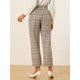 thumbnail image 4 of Pantalones de tobillo de trabajo de oficina Allegra K a cuadros de mujer Caqui XS, 4 of 5