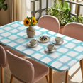 thumbnail image 3 of Blue Plaid Table Cloths for 4 Foot Rectangle Tables, Farmhouse Buffalo Check Stripes Modern Geometric Patio Waterproof Elastic Fitted Tablecloths, Washable Rectangular Table Cover for Camping, 3 of 8