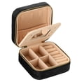 thumbnail image 1 of Unique Bargains Travel Jewelry Case, Small Jewelry Organizer Portable Mini Jewelry Box with Mirror Square Style 2, Black, 1 of 5