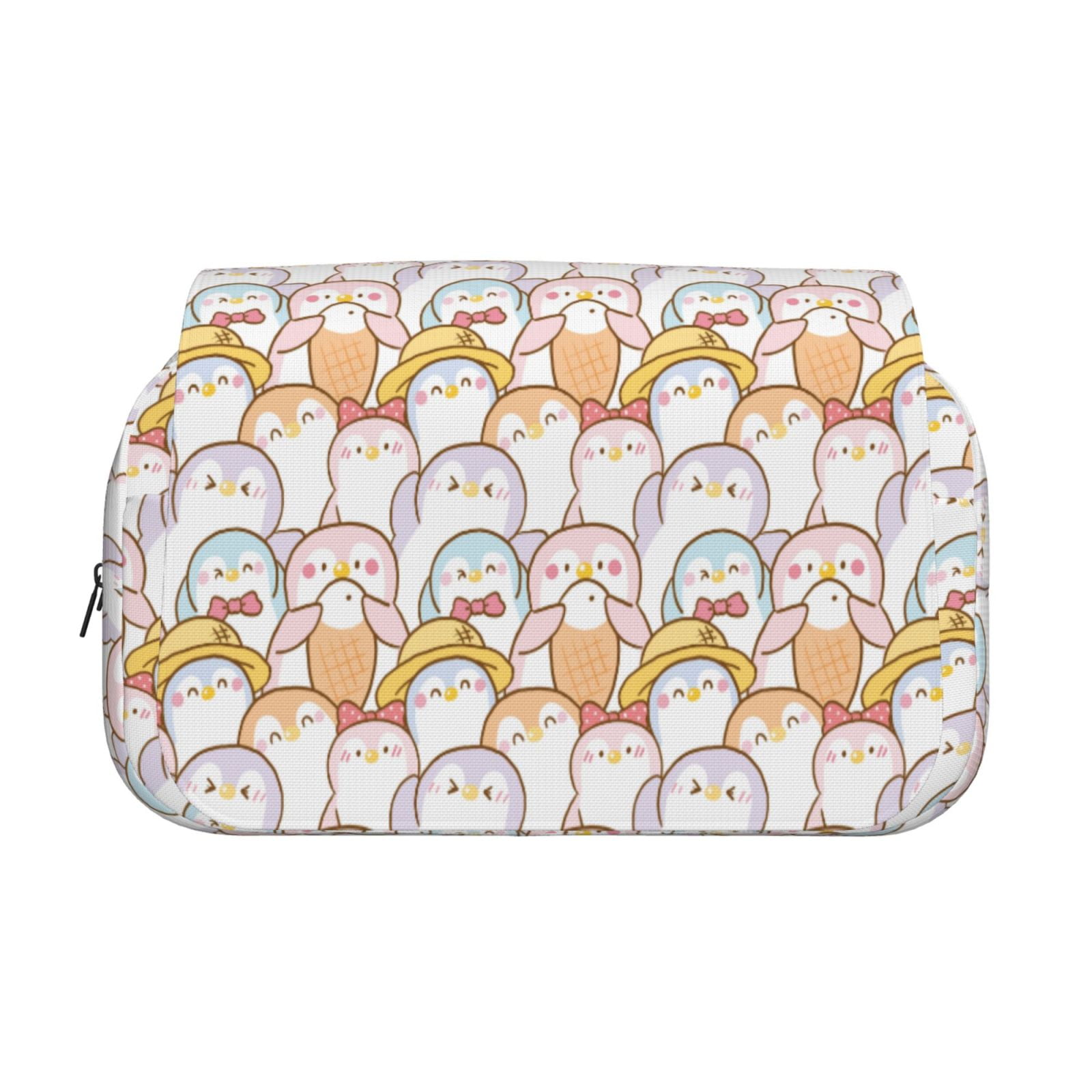 Rateoe Cute Cartoon Penguin Pattern Double Clamshell Pen Case, Storage Organizer with Two Zipper Compartments– Holds Up to 50 Pencils & Pens