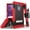 Black/Red, variant on White/Turquoise Tri-Shield Case Cover and Belt Clip Holster [Metal Kickstand + Wrist Strap Lanyard] for AT&T LG Xpression Plus 2 Phone (LMX420)