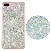 for iPhone 7 Plus/8 Plus Glitter Case, Cute Bling Sparkle Shiny Slim Soft Silicone Reflective Clear TPU Bumper Women Girls Shockproof Protective Phone Case for iPhone 7 Plus/8 Plus, White