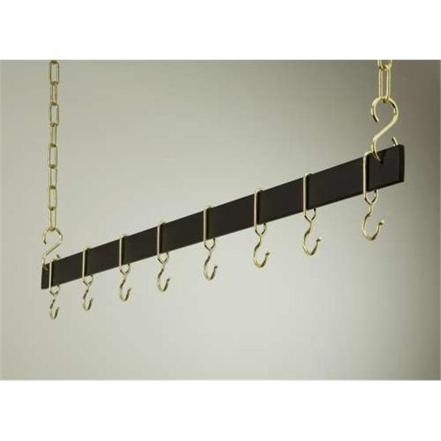 Rogar 1716 54 Inch Black Hanging Bar Rack/Brass