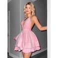 thumbnail image 4 of Women's Deep V-Neck Halter Mini Dress, Backless Fit-and-Flare Party and Cocktail Style, 4 of 5