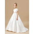 thumbnail image 2 of Flower Girl Dresses for Wedding Satin First Communion Dress Lace Girls Pageant Ball Gown (Ivory 2 -3Years）, 2 of 8