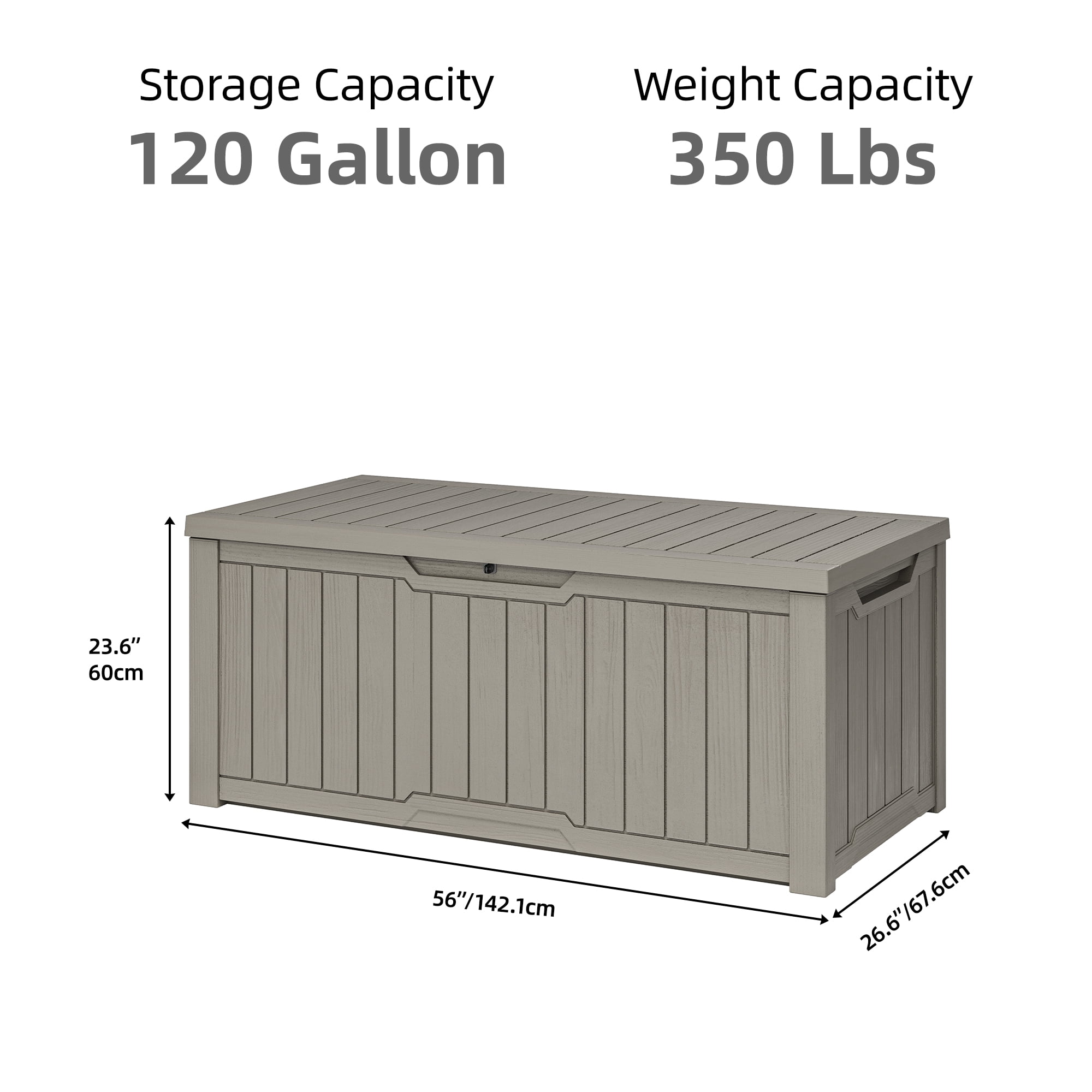 Uforic 120 Gallon Large Resin Deck Box, Lockable Outdoor Storage Boxes ,Waterproof, Light Brown