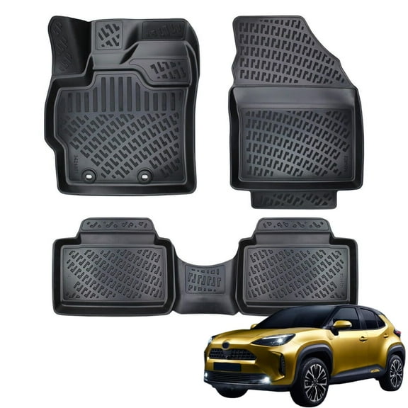BMY MOTORS Car Floor Mats Liner Compatible for Toyota Yaris Cross 2022-2023 | Front & 2nd Row Seat | Waterproof | All Weather | Durable, Black