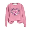 thumbnail image 3 of Nfurl Plus Size Women's Ribbon Graphic Tees Shirts Breast Cancer Awareness Shirt Casual Long Sleeve Crew Neck Tshirt Fall Sweatshirts Pink XXXXL, 3 of 5