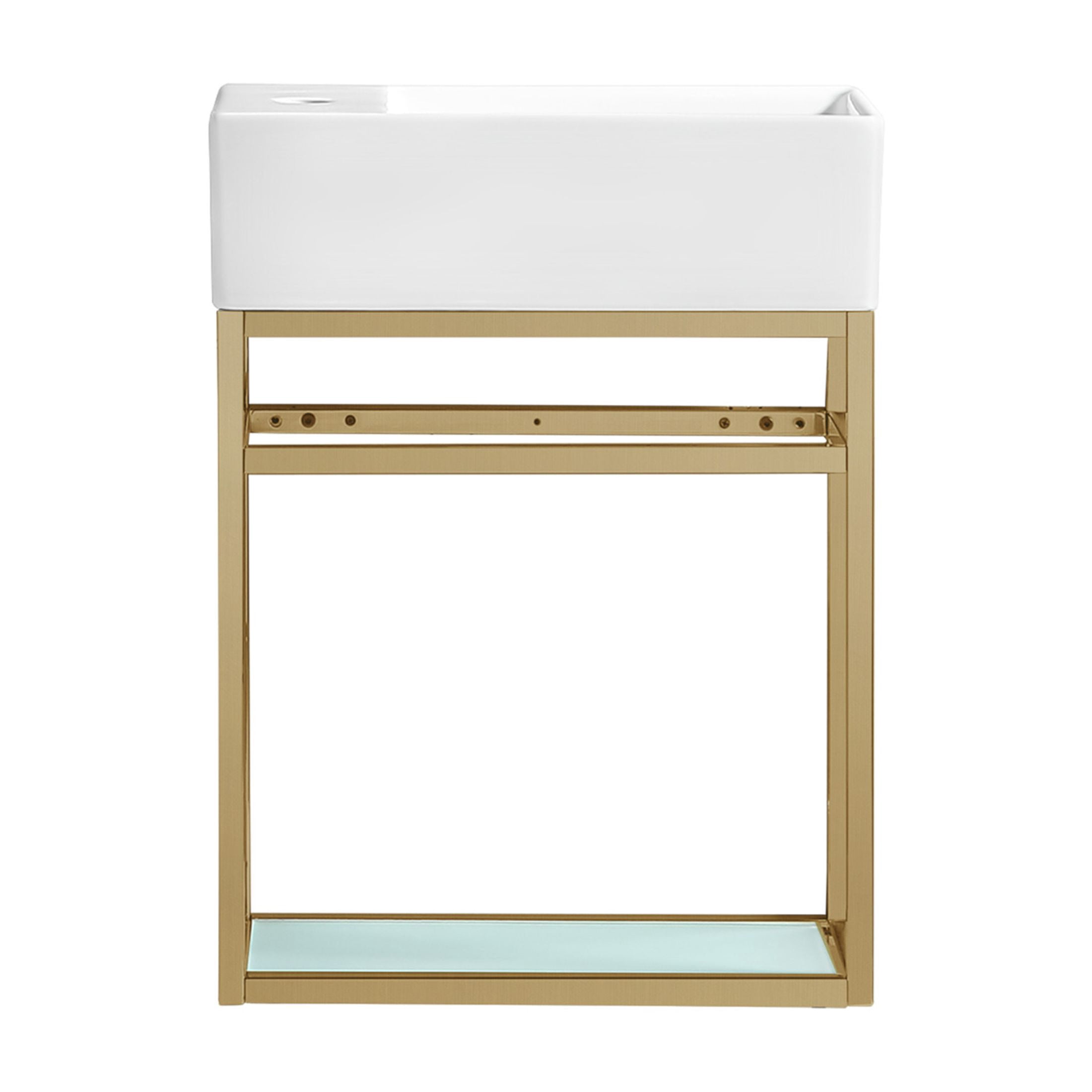 Pierre 19.5 Single, Open Shelf, Gold Metal Frame Bathroom Vanity