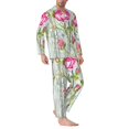 thumbnail image 2 of Naloa Vintage Wood Background with Floral Men’s Pajamas Set - Long Sleeve Button Down Sleep Shirt and Pajama Bottoms Sleepwear Set-Medium, 2 of 7