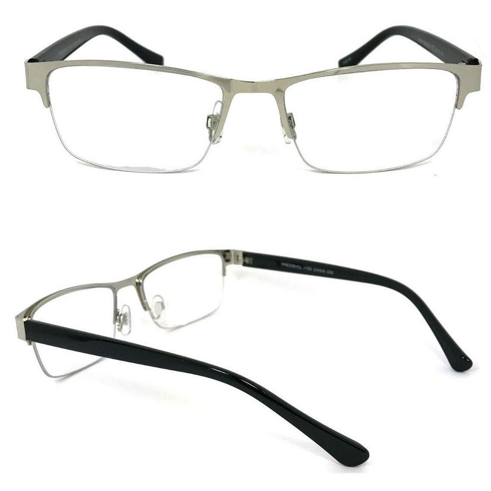 V.W.E. Metal Rectangular No Line Progressive Trifocal Reading Glasses