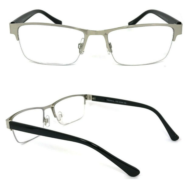 1 Pair Metal Rectangular No Line Progressive Trifocal Clear Lens Reading Glasses Better Then