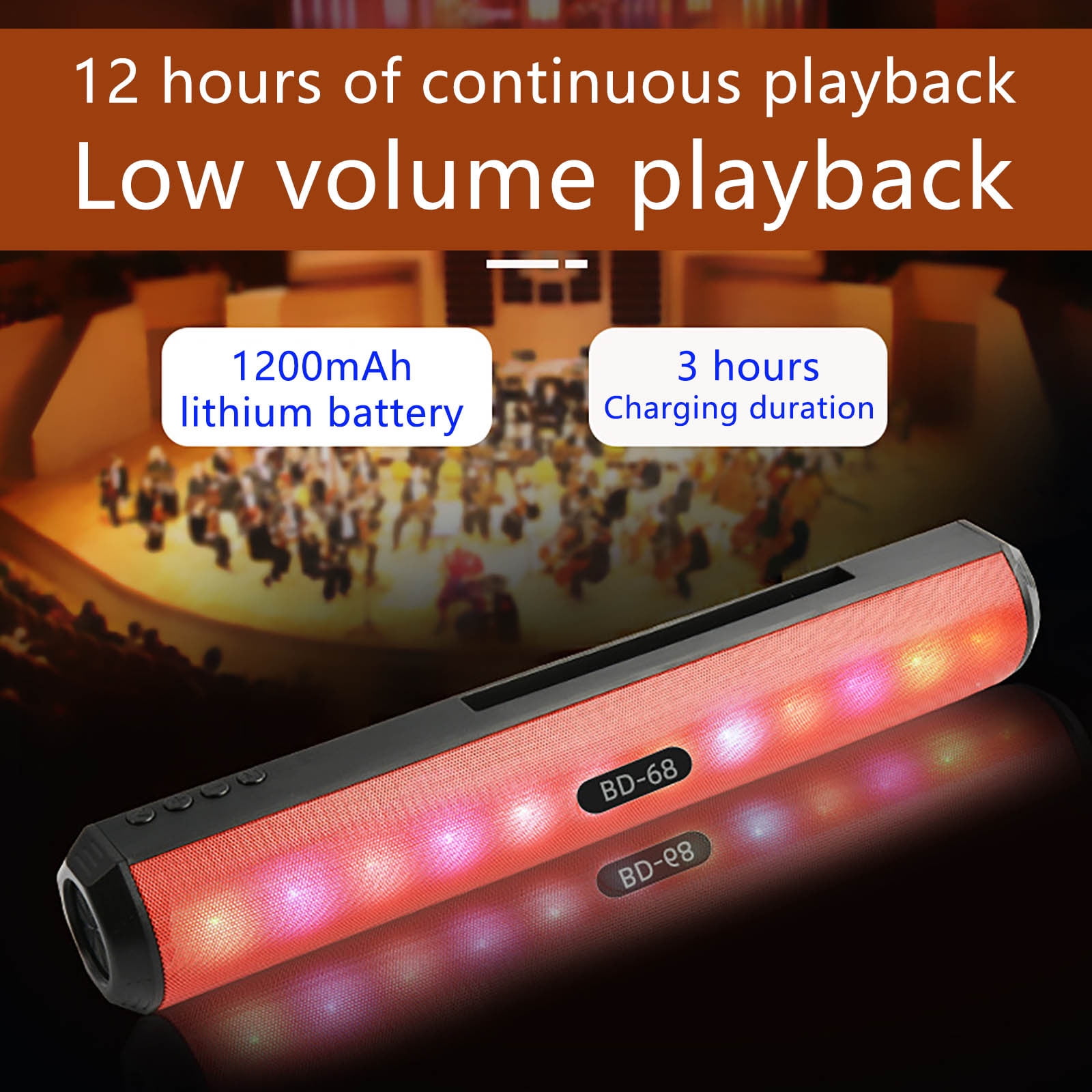 Desktop Wireless Bluetooth 5.0 Speaker, Colorful Flash Light Subwoofer Soundbar, Clear Stereo TV Computer Speaker, Plug-In Card Playback, Space-saving Home Audio Sound Bar