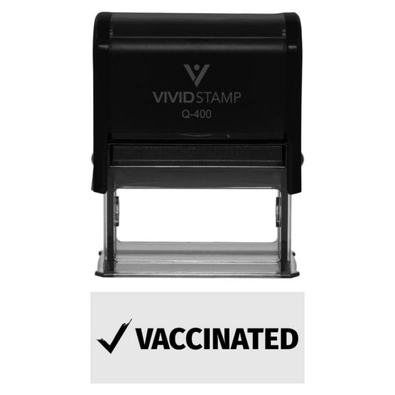 Vivid Stamp Vaccinated (check) Medical Self-Inking Rubber Stamps (Black Ink) - Q-400