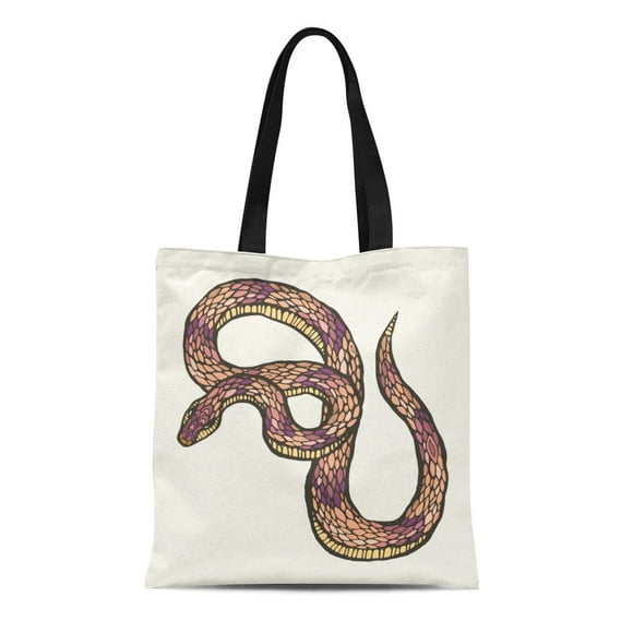 NUDECOR Canvas Tote Bag Colorful of the Exotic Snake Cobra Contour Danger Reusable Shoulder Grocery Shopping Bags Handbag