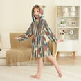 thumbnail image 4 of FORMRS Niños Bathrobe Unisex Hooded Robe Soft Plush Pajamas Sleepwear, Size 4-6T, Beige Geometric, 4 of 7
