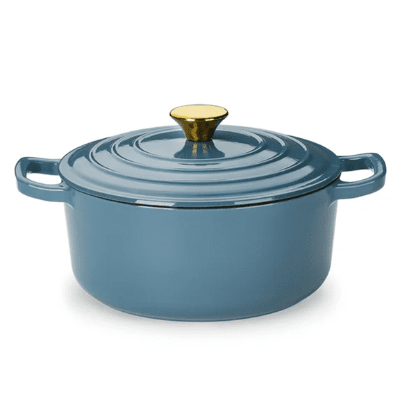 CAROTE 4.5QT Enamel Cast Iron Dutch Oven,9.5"Round Soup Pot with Lid, Induction Compatible，Blue