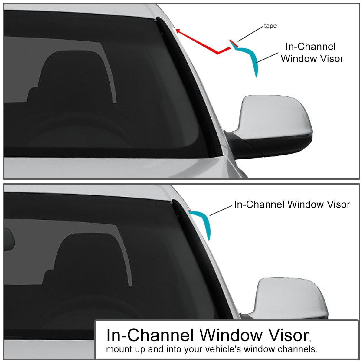 DNA Motoring WVS-026 For 1997 to 2004 Dodge Dakota 2nd Gen Std / Ext Cab 2pcs In -Channel Window Visor Deflector Rain Guard(Dark Smoke) 99 00 01 02 03