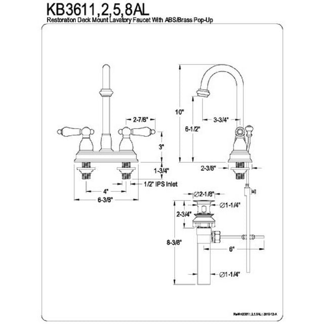 Kingston Brass Restauration Deux Poignées Robinet de Lavabo 4 "Centreset avec Pop-up de Détail