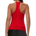 thumbnail image 4 of Workout Tops for Women Racerback Basic Tank Summer Camisole V Neck Slim Fit Ribbed Sleeveless Red S, 4 of 5