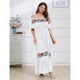 thumbnail image 3 of IDOPIP Women Mexican Dress Off Shoulder Floral Embroidered Long Maxi Dress Traditional Fiesta Dresses, 3 of 9