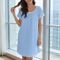 thumbnail image 3 of Uootdi Women's Nightgowns Round Neck Short Sleeve Floral Embroidered Trim Sleep Dresses Loungewear Sleep Style Soft Breathable Loose Fit Nightgowns Gift, 3 of 9