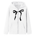 thumbnail image 4 of YAYUBA Girls Zip Up Hoodies Teen Cute Bow Long Sleeve Hooded Casual Jacket Fleece Full-Zip Sweatshirts Jacket Casual Fall Hoodie with Pocket, 4 of 5