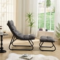 thumbnail image 3 of Jopath Outdoor Lounge Chair with Ottoman, Comfy Sling Recliner Chair with Puffy Cushion and Foot Stool for Living Room Bedroom Reading Room Grey, 3 of 9