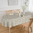 thumbnail image 2 of Oval Tablecloth 60 x 84 Inch, Vintage Floral Beige Oval Table Cloth, Waterproof Wrinkle Free Oval Table Cover for Indoor Outdoor Kitchen Dinning Room, 2 of 6