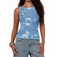 thumbnail image 3 of 3D Floral Applique Sleeveless Top Tank Tops for Women Elegant Summer Going Out Tops Blue L, 3 of 8
