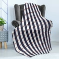 thumbnail image 4 of USA Soft Flannel Fleece Blanket, Happy Fourth of July Famous Day of States with Vertical White Stripes and Stars, Cozy Plush for Indoor and Outdoor Use, 60" x 80", Indigo Red White, by Ambesonne, 4 of 5