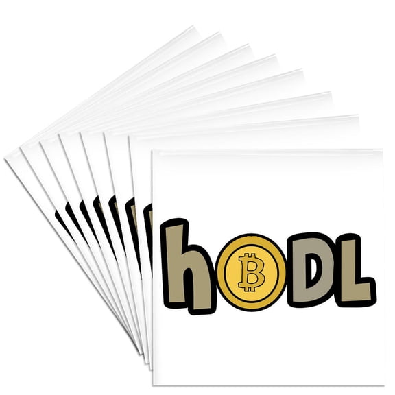 3drose, Funny Hodl Bitcoin Cryptocurrency with Btc Crypto Coin, Set of 8 Ceramic Tile Coasters