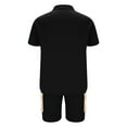 thumbnail image 5 of VBTAPA Men's 2 Piece Outfits Color Block Fashion Casual Tracksuit Short Sleeve Cotton Shirt and Shorts Set Summer Hipster Streetwear Limited Time Sales Black XL, 5 of 7