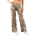 thumbnail image 5 of Lovzfmll Women's Wide Leg Pants, Printed Elastic Waist, Active Casual Full Length Pants Brown, S, 5 of 9