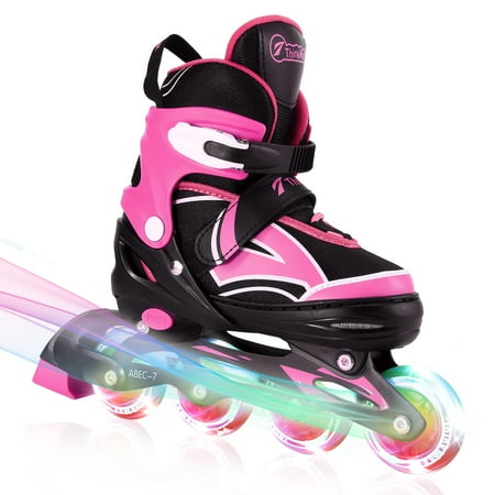 

Inline Skates for Kids Girls Boys with Full Light Up Wheels Adjustable Roller Blades for Youth Beginner Adults Indoor Outdoor (Pink Small)