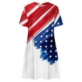 thumbnail image 3 of Dyegold Sundresses for Women Casual Beach - Holiday Dresses for Women Patriotic Round Neck Short Sleeve American Flag Midi Tunic Sundress ​Loose Flowy Swing ​Dress, 3 of 4