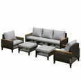 thumbnail image 7 of Wallowsun Patio Furniture Set,7 Pieces Outdoor Sectional Sofa Set,All-Weather Wicker Rattan High Back Patio Conversation Set with Ottomans and 4" Thick Cushions for Pool Patio Backyard,Gray, 7 of 7