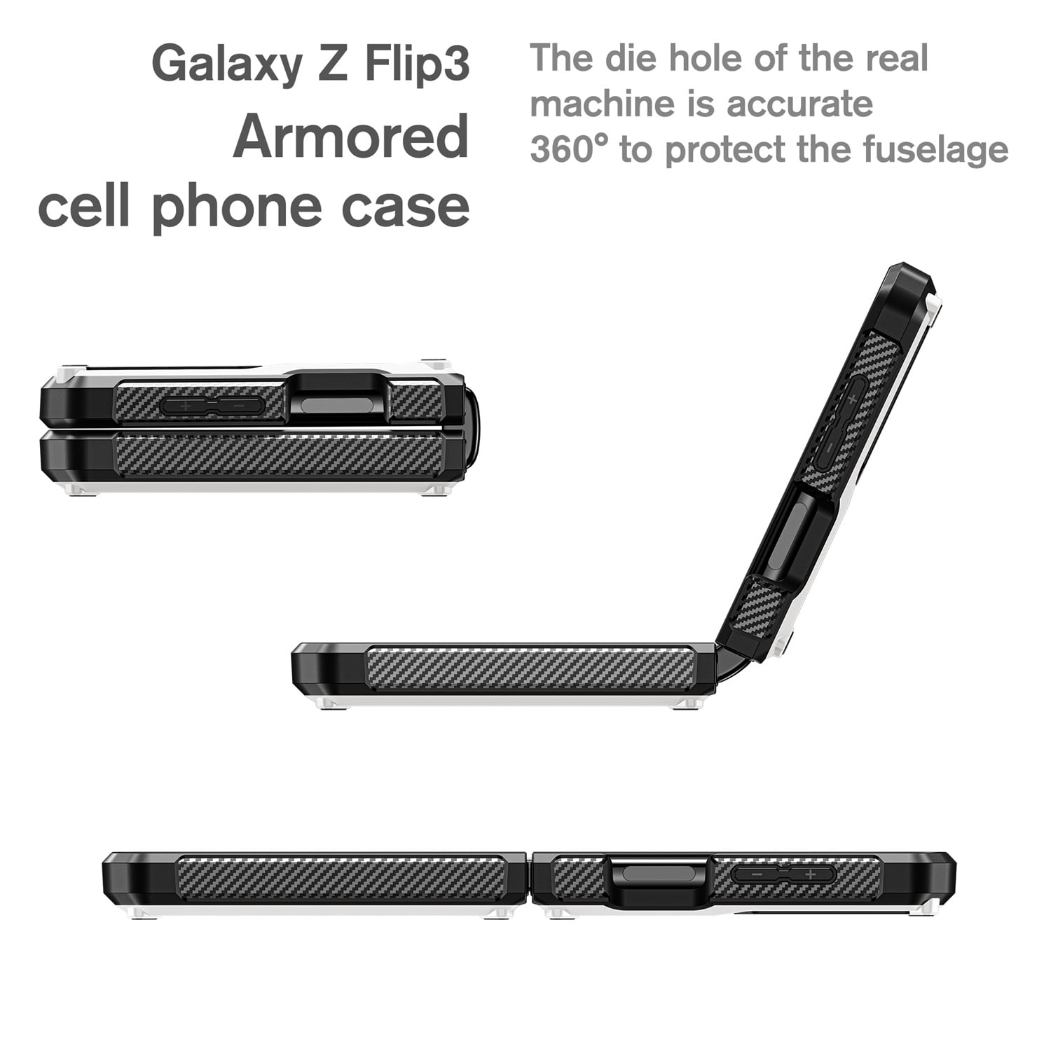 Nalacover for Samsung Galaxy Z Flip 3 Wireless Charging Case,Full-Body Protection Military Grade Heavy Duty Rugged Hard PC Armored Dual Layer Built-in Screen Protector Shockproof Cover.White
