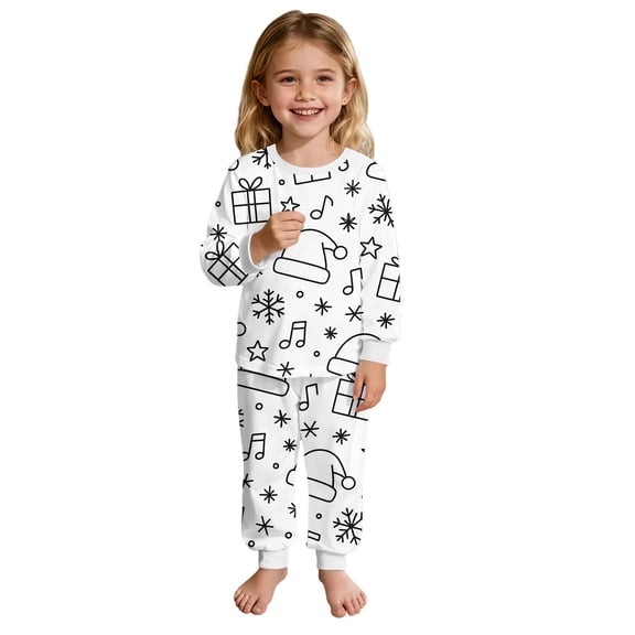 Bainana Unisex Christmas Pajamas For Kids Cartoon Print Long Sleeve T-Shirt Pants Nightwear Boys And Girls Stylish Fit Clothes Set, Size 2-3 Years