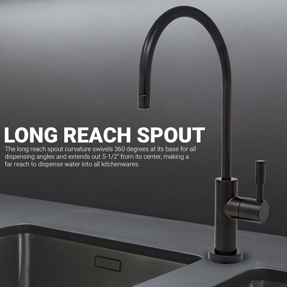 Non-airgap RO Faucet Reverse Osmosis Drinking Water Filtration System Water Dispenser Spout (Matte Black)