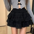 thumbnail image 5 of XIAOCHA Women's Tiered Lace Ruffled Elastic Waist Mini Skirt Delicate Coquette-Inspired Sweet Casual Flowy Short Skirt, 5 of 6