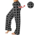 thumbnail image 6 of Womens Christmas Pajama Pants Fleece Plaid Pj Bottoms Soft Comfy Lounge Sleepwear Fluffy Drawstring Fuzzy Pants Black S, 6 of 6