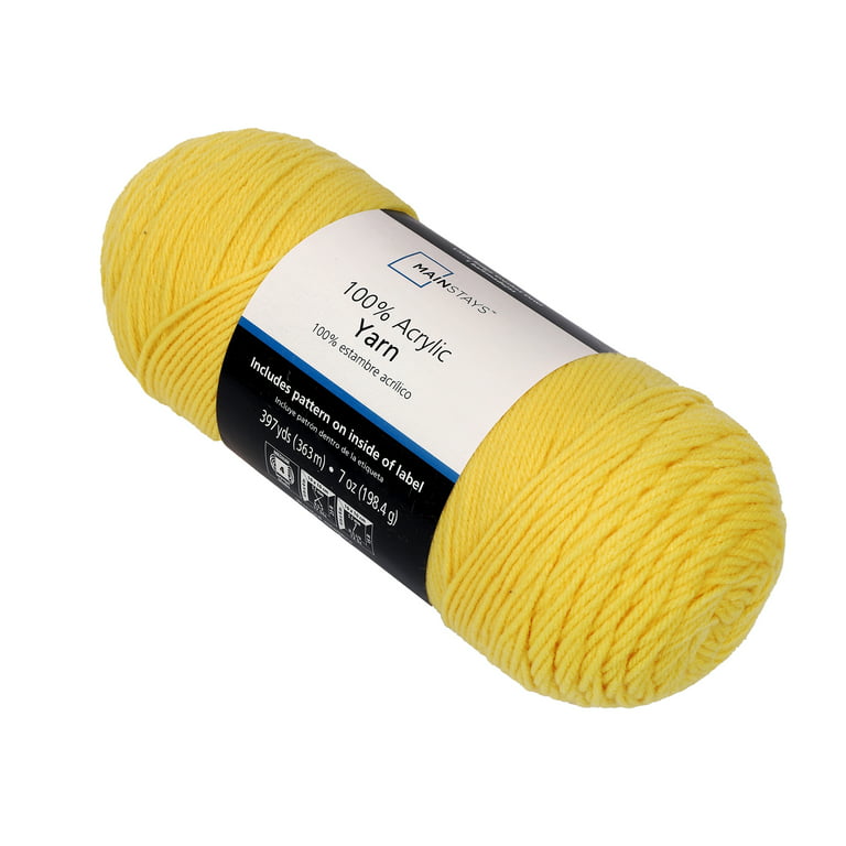 Mainstays Medium Acrylic Yellow Yarn, 7 Oz 397 Yards