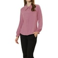 thumbnail image 5 of INSPIRE CHIC Women's Sweet Ruffle Peter Pan Collar Button up Work Shirts M Rose Pink, 5 of 8