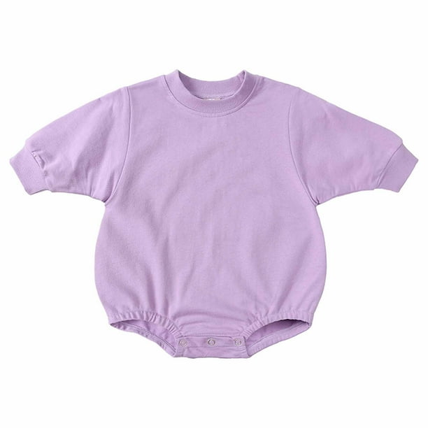 Body De Bebé Canastilla Onesies Para Niños Pequeños Otoño Primavera Niñas Niños Lindo Mameluco Manga Larga Botón Sudadera Monos Púrpura Odeerbi LM103-2595