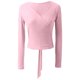 thumbnail image 4 of MHFRRA Camisetas de Mujer para Uso Diario, Cuello En V, Manga Larga con Diseño de Lazo, Estilo Casual y Cómodo para Todas Las Estaciones, para Bailar y Actividades de Ocio. Rosa, 4 of 4