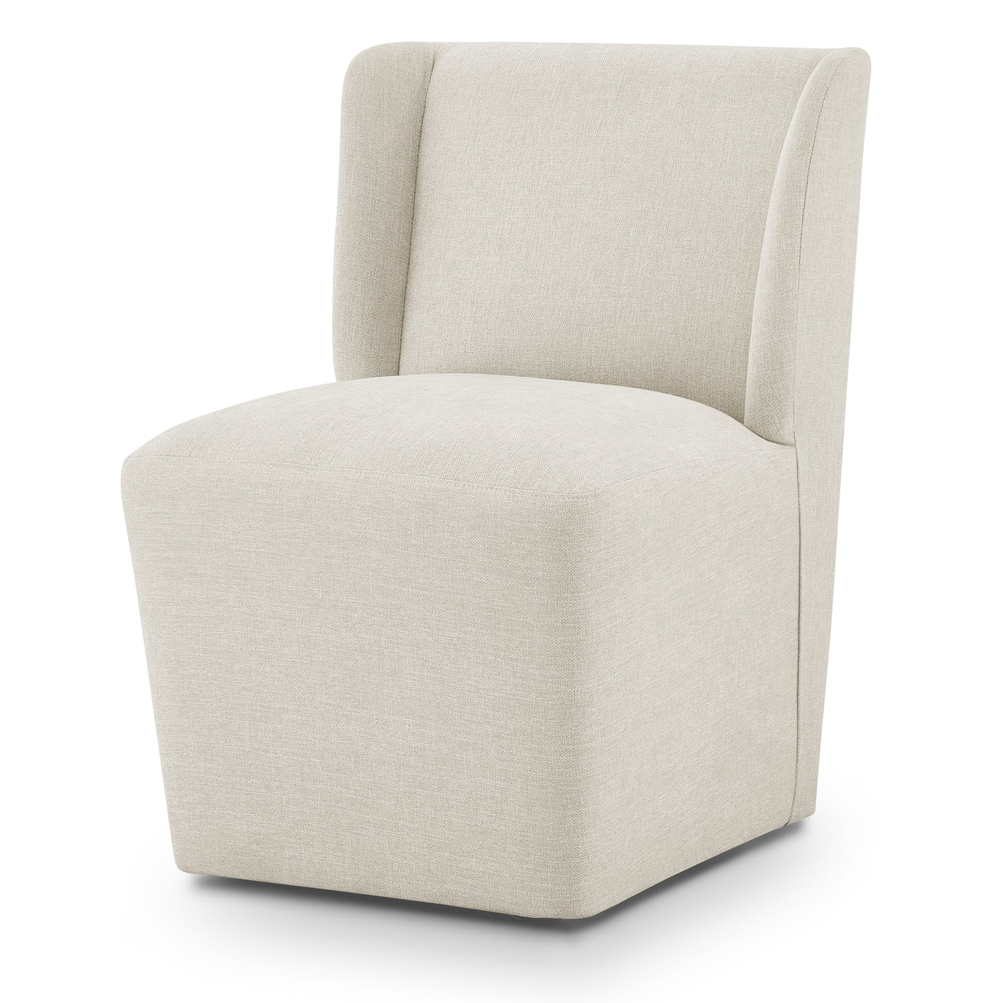Spruce & Spring Modern Upholstered Dining Chair with Wingback and Hidden Casters, Single, Fabric in Linen