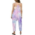 thumbnail image 4 of Gunia Kids Toddler Girls Summer Jumpsuit Sleeveless Tie Dye Print Spaghetti Strap Harem Pants Casual Loose Romper With Pockets Overalls For Girl Light Purple 4-5 Years, 4 of 5