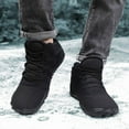 thumbnail image 6 of Xfvqtps Mens Snow Boots Mid Top Suede Upper Lace up Wide Toe Fleece Lining Thickened Solid Color Soft Sole Non Slip Comfortable Warm Winter Footwear Barefoot Boots for Hiking Walking Black, 6 of 7