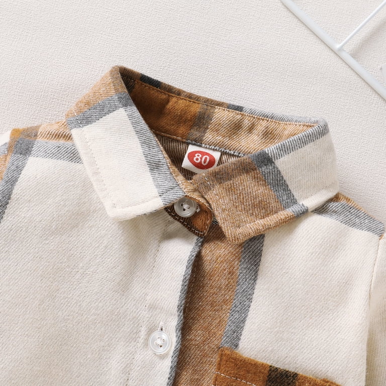 Younger Tree Baby Plaid Flannel Romper & Button Shirt photo 5
